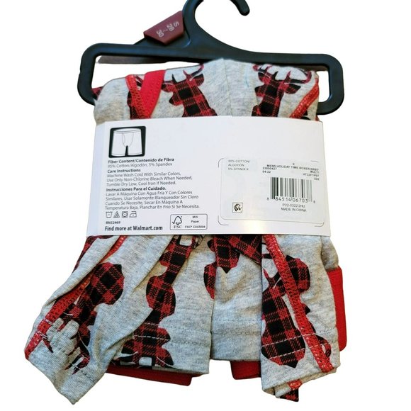 Men's Christmas Boxer Shorts Deer Grey Red Set of 2 Size Small 28-30 JJ3200 - Picture 4 of 4
